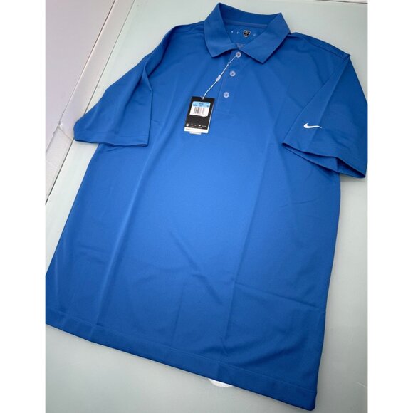 Nike Golf Performance Polo Shirt Mens Medium M Fit Dry Solid Blue New NWT - Picture 1 of 10